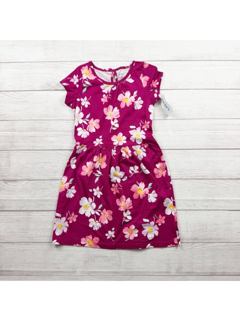 Carter's Floral Print Pink Dress Cotton Short Sleeve Lightweight NWT 8